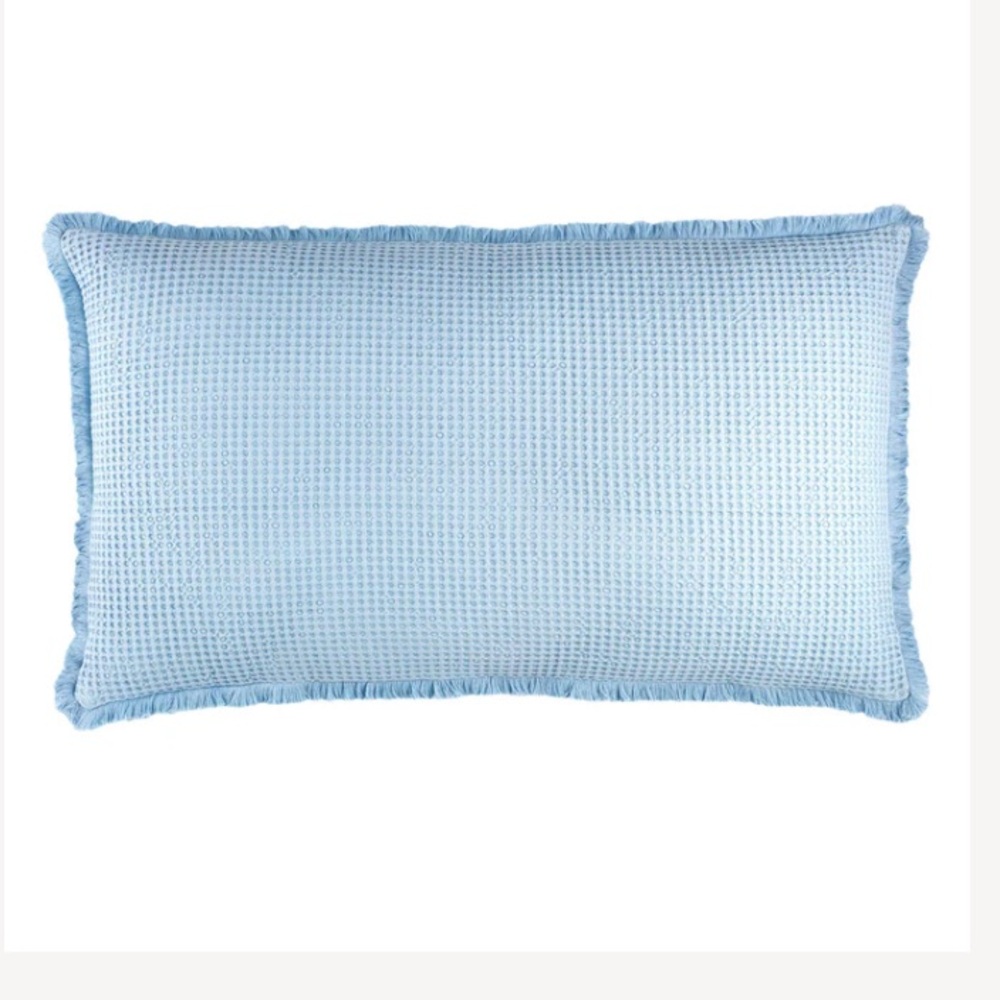 Annie Selke 22” X 40” Lumbar Bubble Matelasse Decorative Pillow Cover Blue NWT